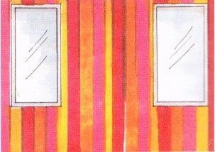 被分割的墻面宜鋪色彩強烈的豎條紋壁紙